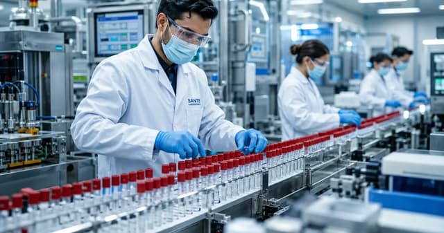 Bioceutix production line technicians processing samples